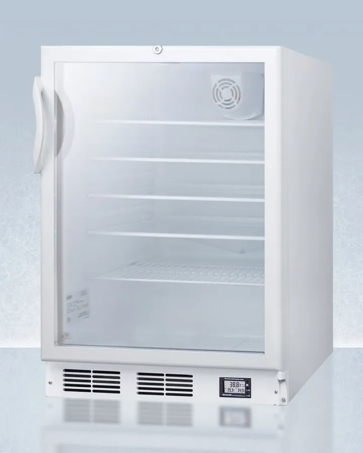 Summit SCR600GLBINZADA Commercially Approved Ada Compliant Nutrition Center Series Glass Door All-Refrigerator For Built-In Or Freestanding Use, With Front Lock And Digital Temperature Display