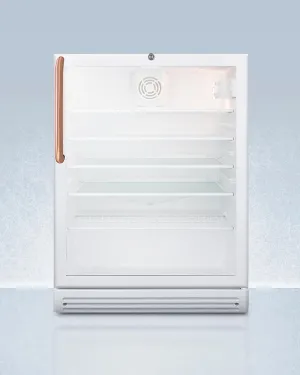 Summit SCR600GLBITBCADA Commercially Listed Ada Compliant Built-In Undercounter Beverage Center With Pure Copper Handle, White Cabinet, Glass Door, And Lock