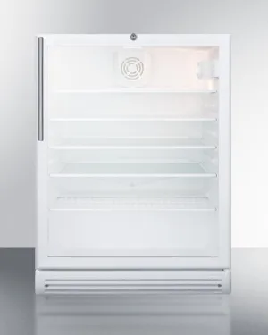 Summit SCR600GLHVADA Commercially Listed Ada Compliant 5.5 Cu.Ft. Freestanding Beverage Center In A 24" Footprint, With White Cabinet, Glass Door, Stainless Steel Handle, And Lock