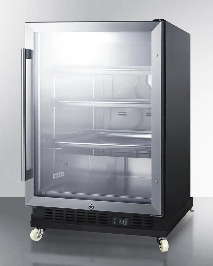 Summit SCR610BLRI 24" Wide Built-In Mini Reach-In Beverage Center With Dolly