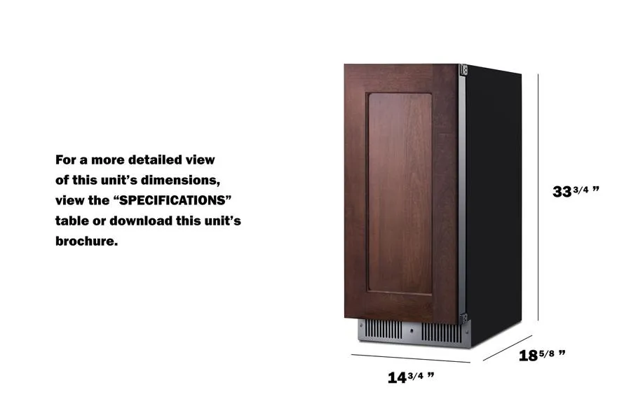 Summit SDHR1534PNRLHD 15" Wide Built-In All-Refrigerator (Panel Not Included)
