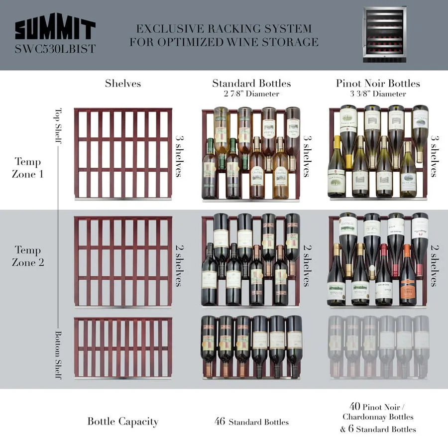 Summit SWC530BLBISTCSSADA 24" Wide Built-In Wine Cellar, Ada Compliant