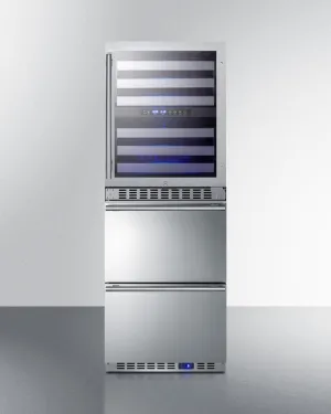 Summit SWCDAF24 24" Wide Combination Dual-Zone Wine Cellar And 2-Drawer All-Freezer