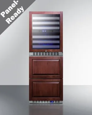 Summit SWCDAF24PNR 24" Wide Combination Dual-Zone Wine Cellar And 2-Drawer All-Freezer (Panels Not Included)