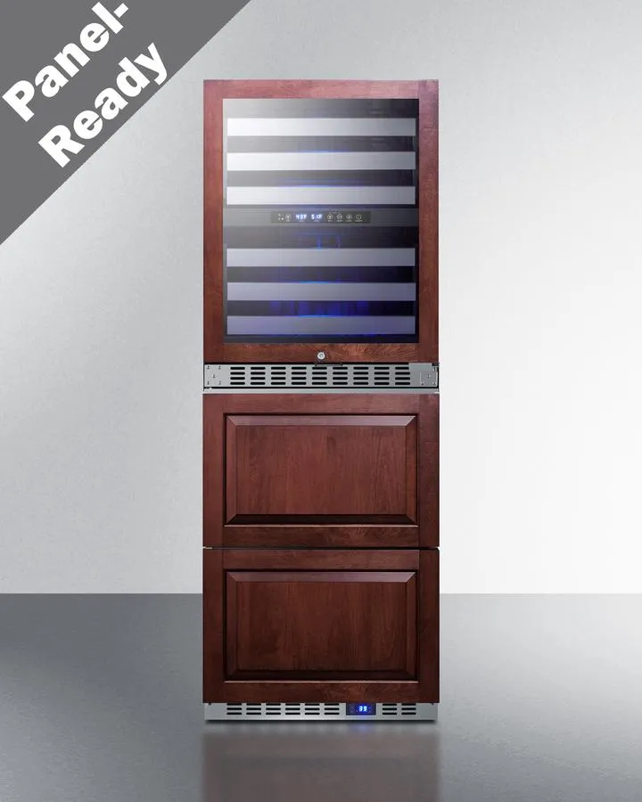 Summit SWCDAR24PNR 24" Wide Combination Dual-Zone Wine Cellar And 2-Drawer All-Refrigerator (Panels Not Included)
