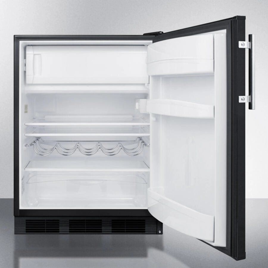 Summit CT663B Freestanding Counter Height Refrigerator-Freezer For Residential Use, Cycle Defrost With Deluxe Interior And Black Finish
