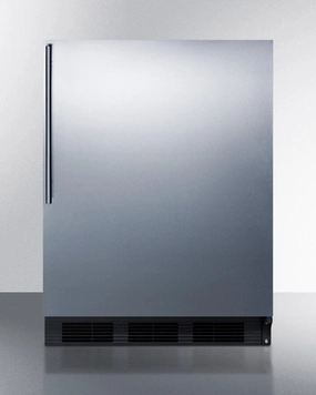 Summit CT663BSSHVADA Ada Compliant Freestanding Refrigerator-Freezer For Residential Use, Cycle Defrost With Deluxe Interior, Ss Wrapped Door, Thin Handle, And Black Cabinet