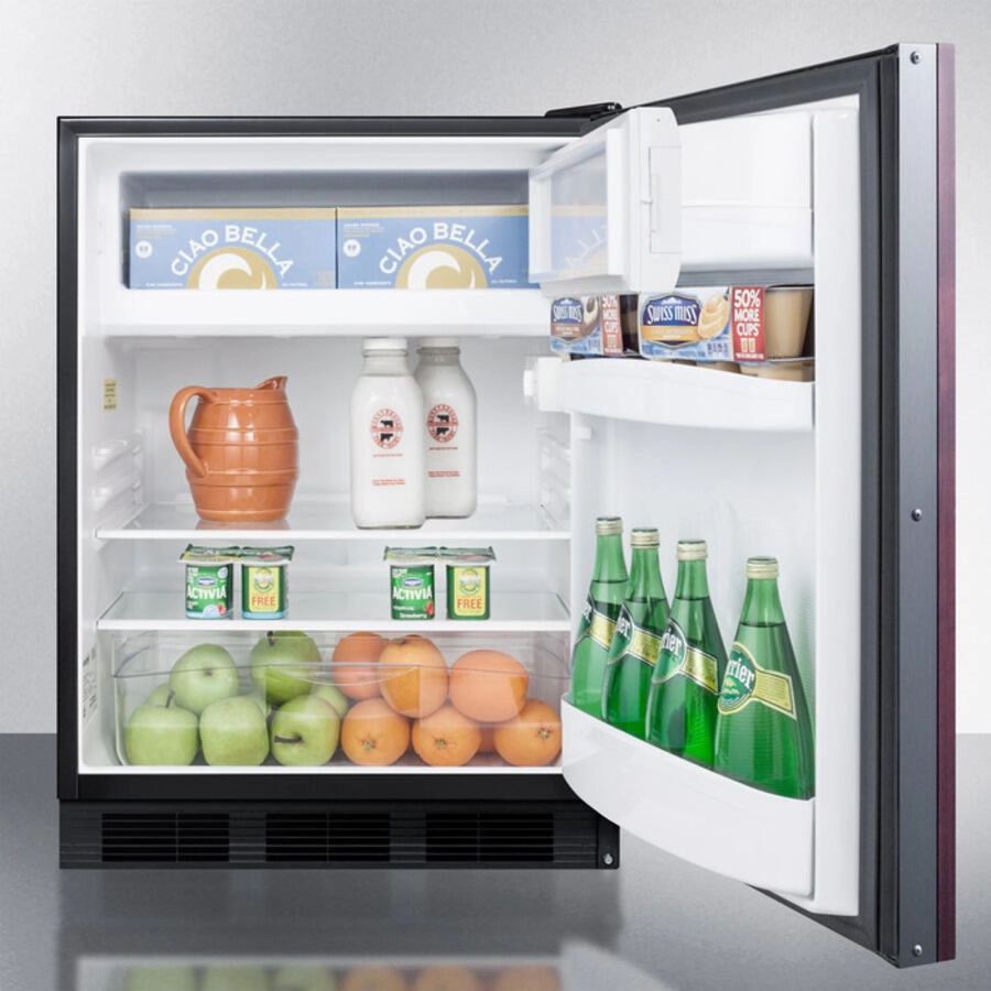 Summit CT66BBIIF Built-In Undercounter Refrigerator-Freezer For General Purpose Use, With Dual Evaporator Cooling, Integrated Door Frame For Overlay Panels, And Black Cabinet
