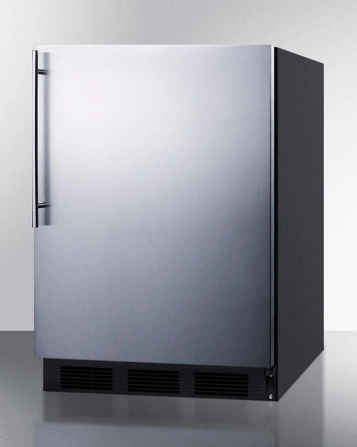 Summit CT66BBISSHVADA Built-In Undercounter Ada Compliant Refrigerator-Freezer For General Purpose Use, W/Dual Evaporator Cooling, Ss Door, Thin Handle, And Black Cabinet