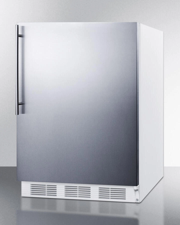 Summit CT66JBISSHV Built-In Undercounter Refrigerator-Freezer For General Purpose Use, With Dual Evaporator Cooling, Cycle Defrost, Ss Door, Thin Handle And White Cabinet