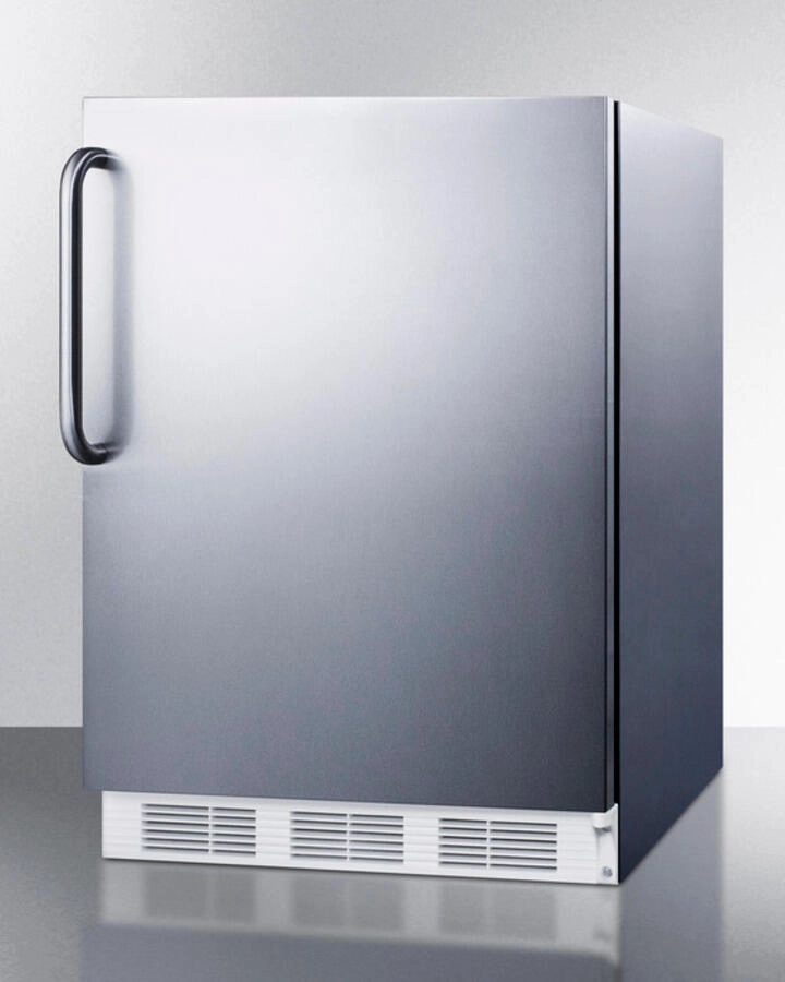 Summit CT66JCSS Built-In Undercounter Refrigerator-Freezer For General Purpose Use, With Dual Evaporator Cooling, Cycle Defrost, And Fully Wrapped Stainless Steel Exterior