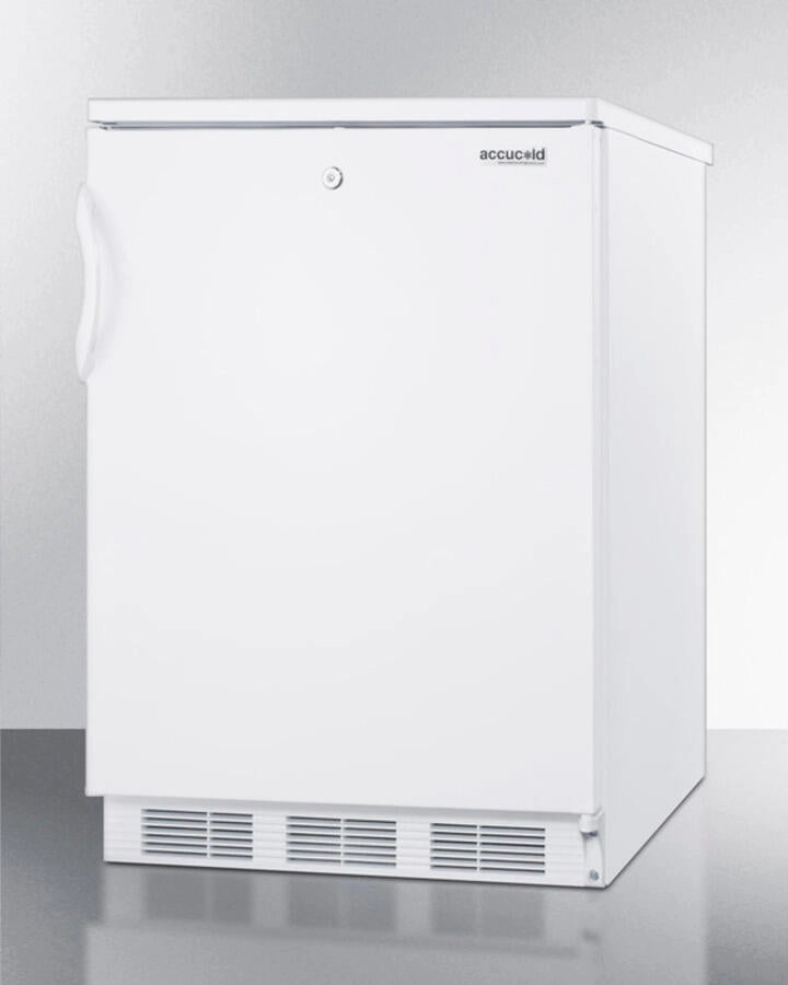 Summit CT66LBI Built-In Undercounter Refrigerator-Freezer For General Purpose Use, With Lock, Dual Evaporator Cooling, Cycle Defrost, And White Exterior