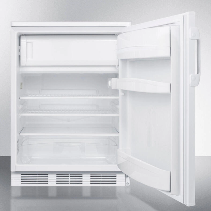 Summit CT66LBI Built-In Undercounter Refrigerator-Freezer For General Purpose Use, With Lock, Dual Evaporator Cooling, Cycle Defrost, And White Exterior