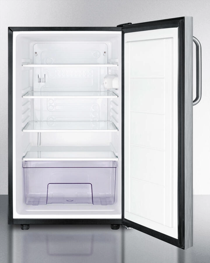 Summit FF521BL7CSS Commercially Listed 20" Wide Built-In Undercounter All-Refrigerator In Complete Stainless Steel, Auto Defrost With A Lock