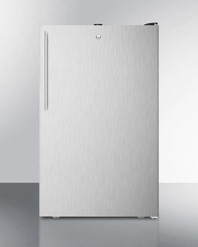 Summit FF521BL7SSHV Commercially Listed 20" Wide Counter Height All-Refrigerator, Auto Defrost With A Lock, Stainless Steel Door, Thin Handle, And Black Cabinet