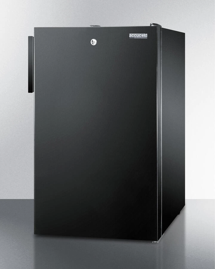 Summit FF521BLBI 20" Wide Built-In Undercounter All-Refrigerator For General Purpose Use, Auto Defrost With A Lock And Black Finish