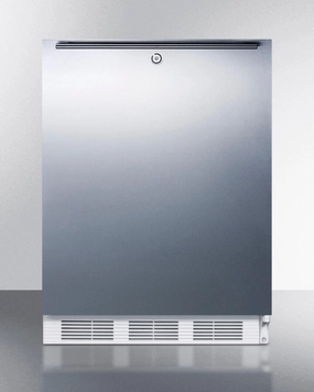 Summit FF6L7SSHHADA Ada Compliant Commercial All-Refrigerator For Freestanding General Purpose Use, Auto Defrost With Lock, Ss Wrapped Door, Horizontal Handle, And White Cabinet