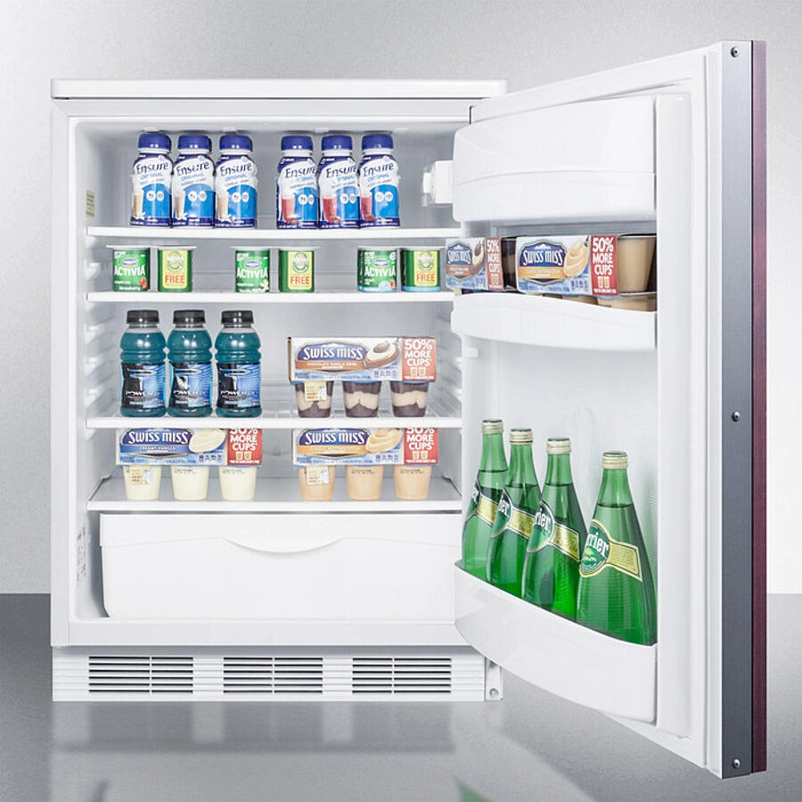 Summit FF6LWBI7IF Commercially Approved Built-In Undercounter All-Refrigerator With Auto Defrost, Deluxe Interior, And Front Lock; Capable Of Accepting Full Overlay Panels