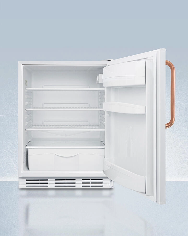 Summit FF6LWBI7TBCADA Ada Compliant Commercial All-Refrigerator For Built-In General Purpose Use, With Pure Copper Handle, Lock, Automatic Defrost Operation, And White Exterior