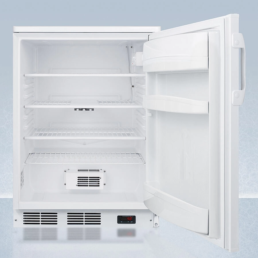 Summit FF6LWPRO 24" Wide Auto Defrost All-Refrigerator With Lock, Digital Thermostat, Internal Fan, Door Storage, And Access Port For User-Provided Monitoring Equipment