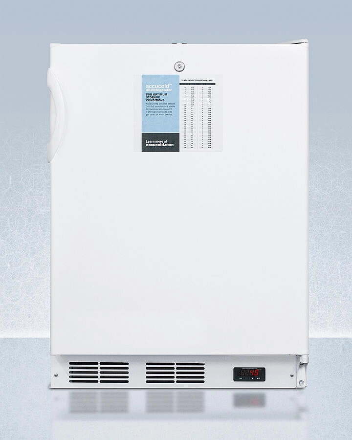 Summit FF6LWPROADA Ada Compliant 24" Wide Auto Defrost All-Refrigerator With Lock, Digital Thermostat, Internal Fan, Door Storage, And Access Port For User-Provided Monitoring Equipment