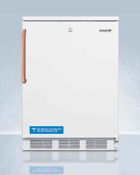 Summit FF6LWTBC Freestanding Counter Height All-Refrigerator For General Purpose Use, With Pure Copper Handle, Front Lock, Automatic Defrost Operation, And White Exterior