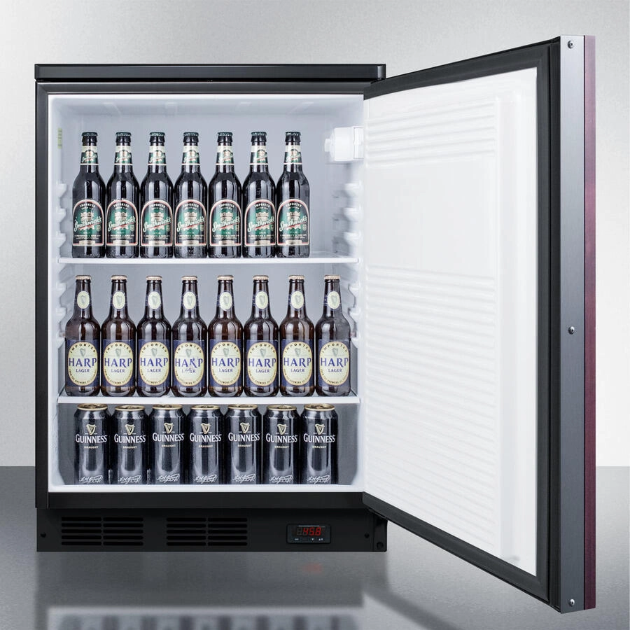 Summit FF7LBLBIPUBIF Commercially Approved Built-In Undercounter Craft Beer Pub Cellar With Digital Thermostat, Panel-Ready Door, And Black Cabinet