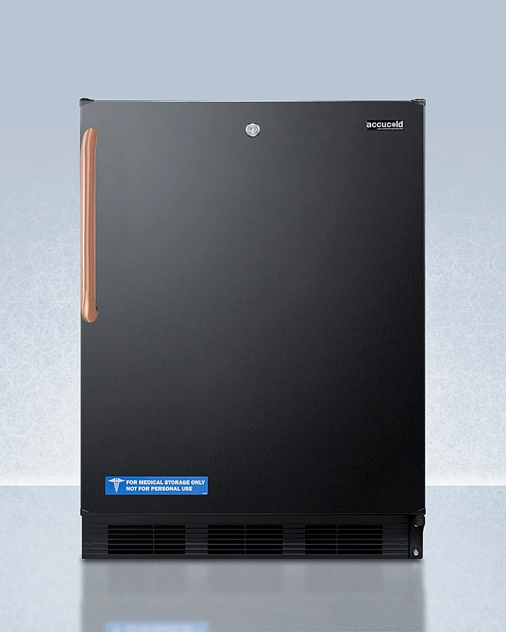 Summit FF7LBLKBITBCADA Ada Compliant Built-In Undercounter All-Refrigerator For General Purpose Or Commercial Use, With Pure Copper Handle, Lock, Auto Defrost Operation, And Black Exterior