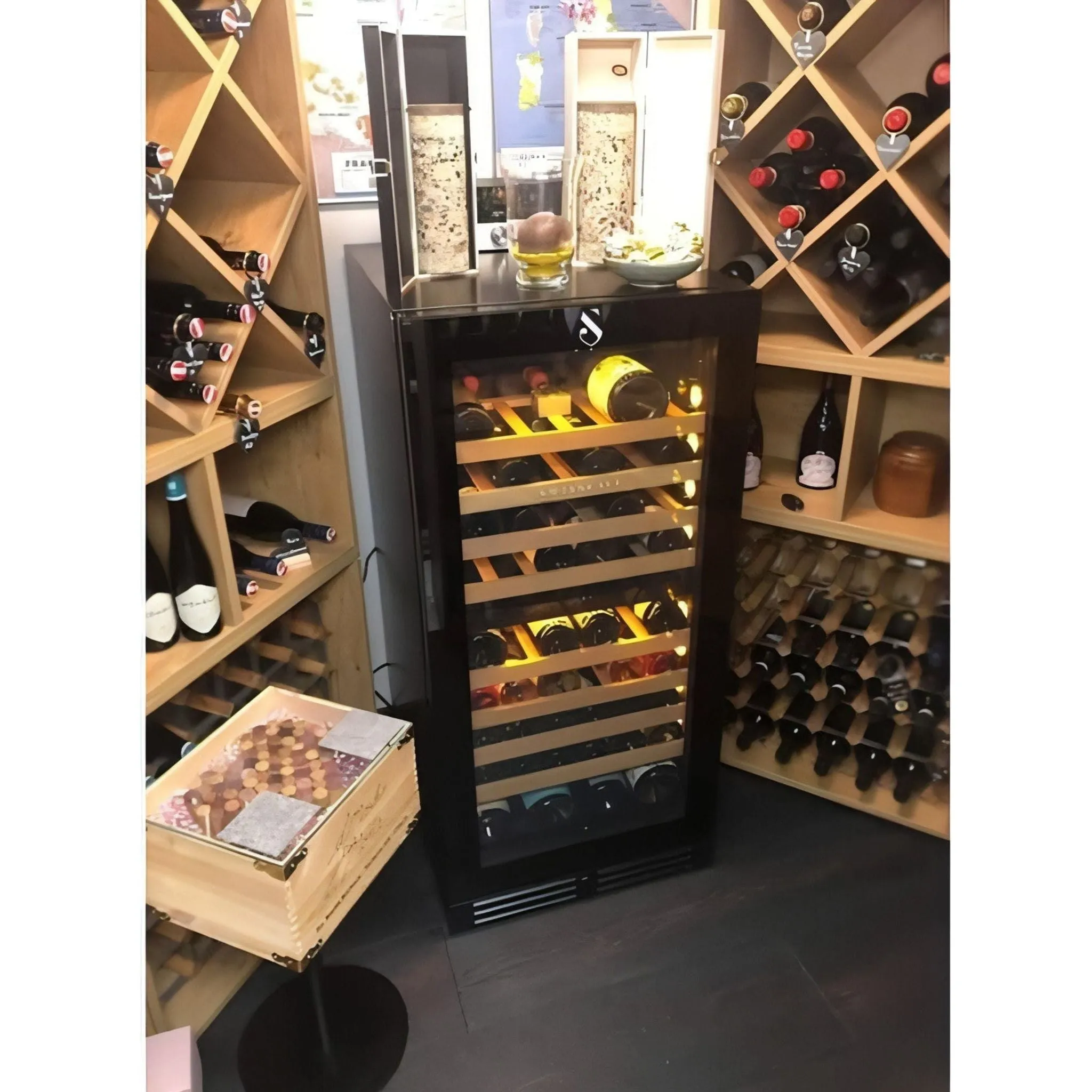 SWISSCAVE Premium - 600mm Dual Zone - 103 Bottle - Freestanding / Built in Wine Cooler - WLB-360DF-MIX