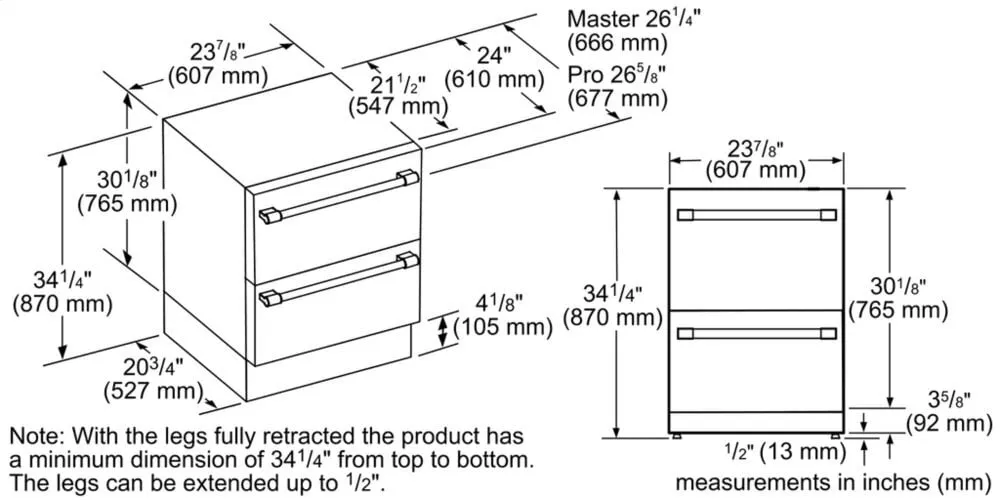 Thermador T24UC920DS 24-Inch Under-Counter Double Drawer Refrigerator/Freezer