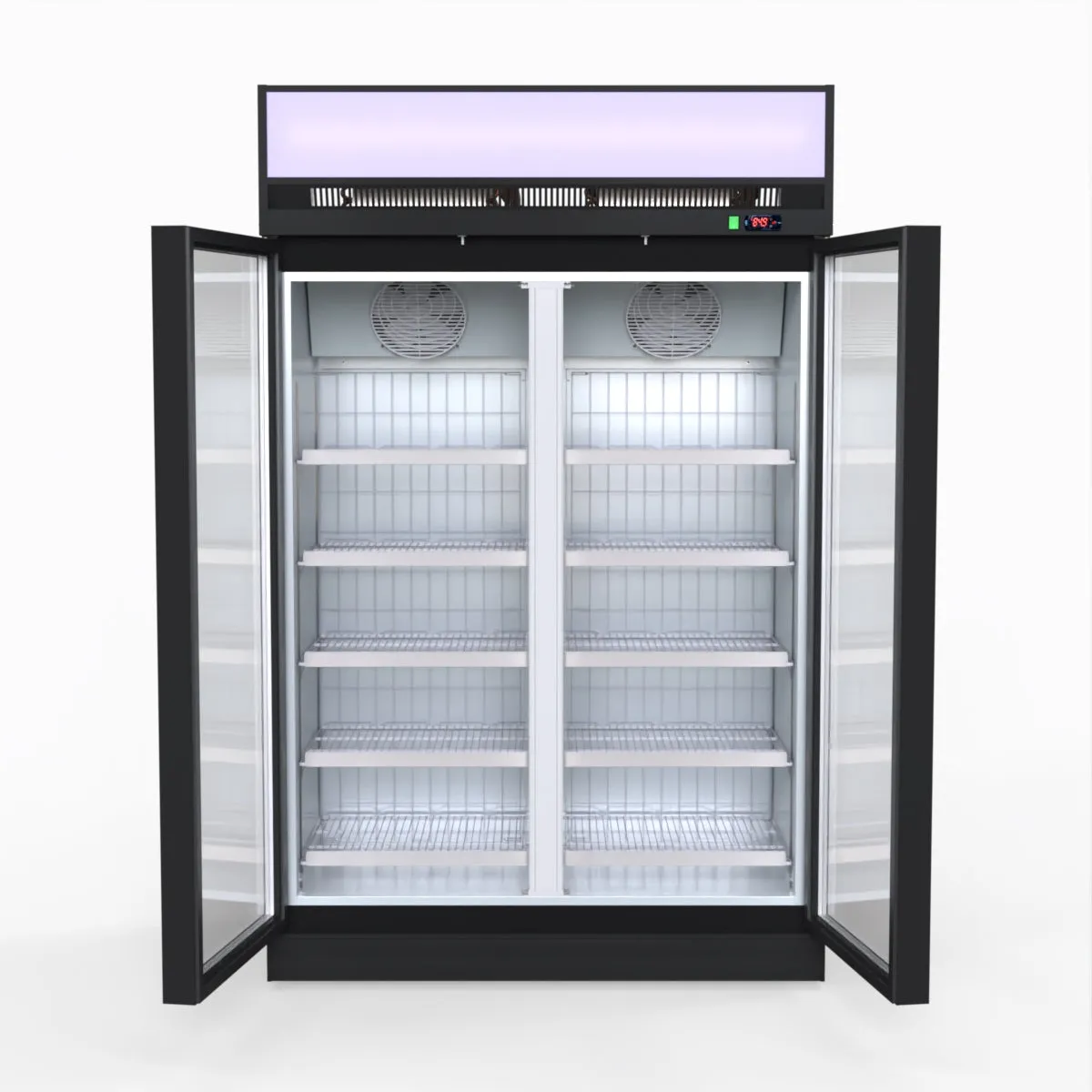 Thermaster 1006L Black Upright Double Glass Door Freezer LG-1006DF