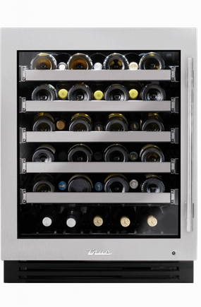 True Residential TUWADA24LGAS 24 Inch Single Zone Stainless Glass Door Left Hinge Ada Height Undercounter Wine Cabinet