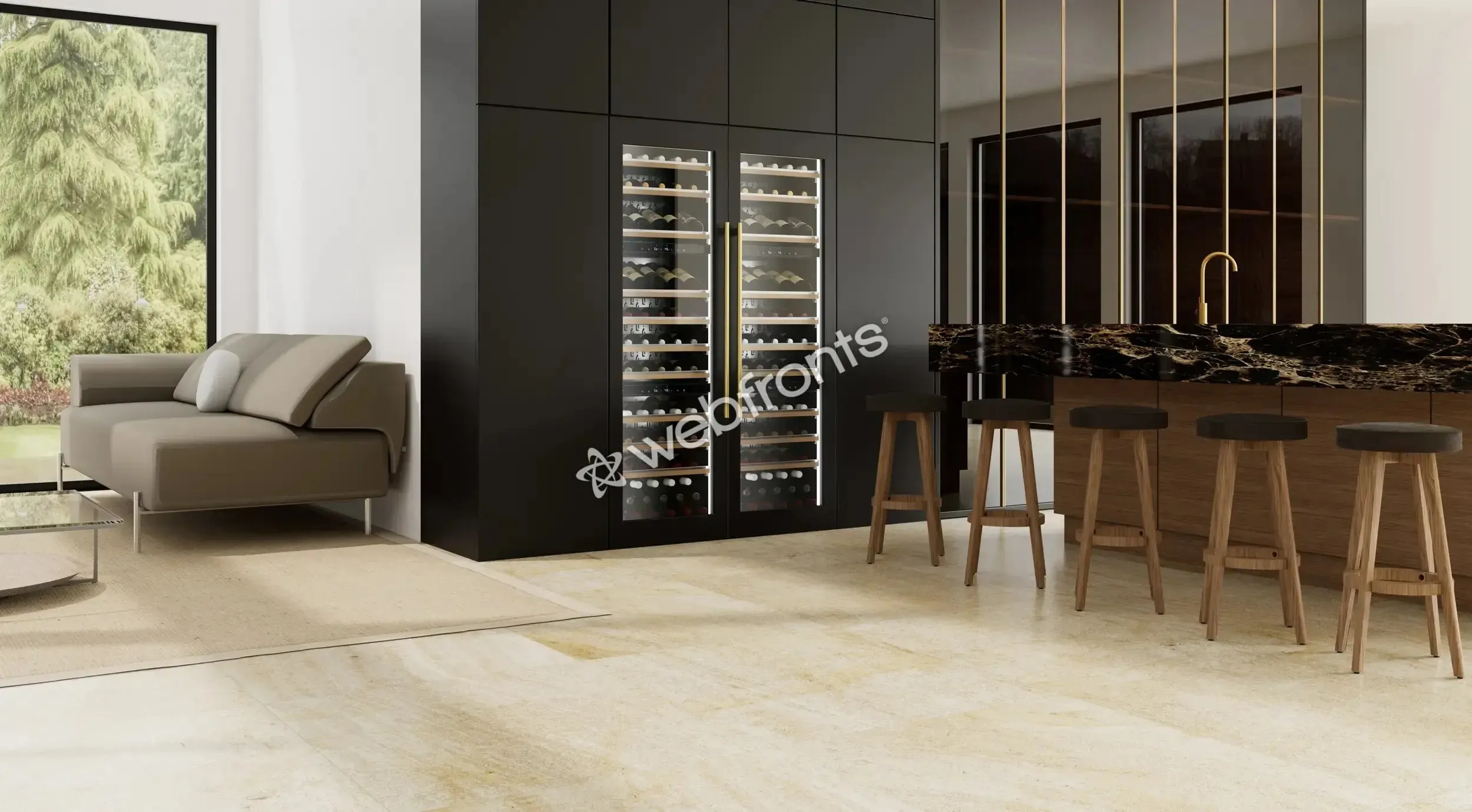 Xo Appliance XOU2470WTZGO Tall Built-In 3 Zone Wine Overlay Glass (Fits 24" X 70In - 84In Opening)