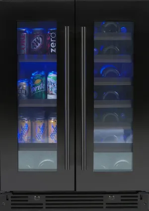 Xo Appliance XOU24BWDDGBS Bev/Wine Double Door 24" Black Stainless