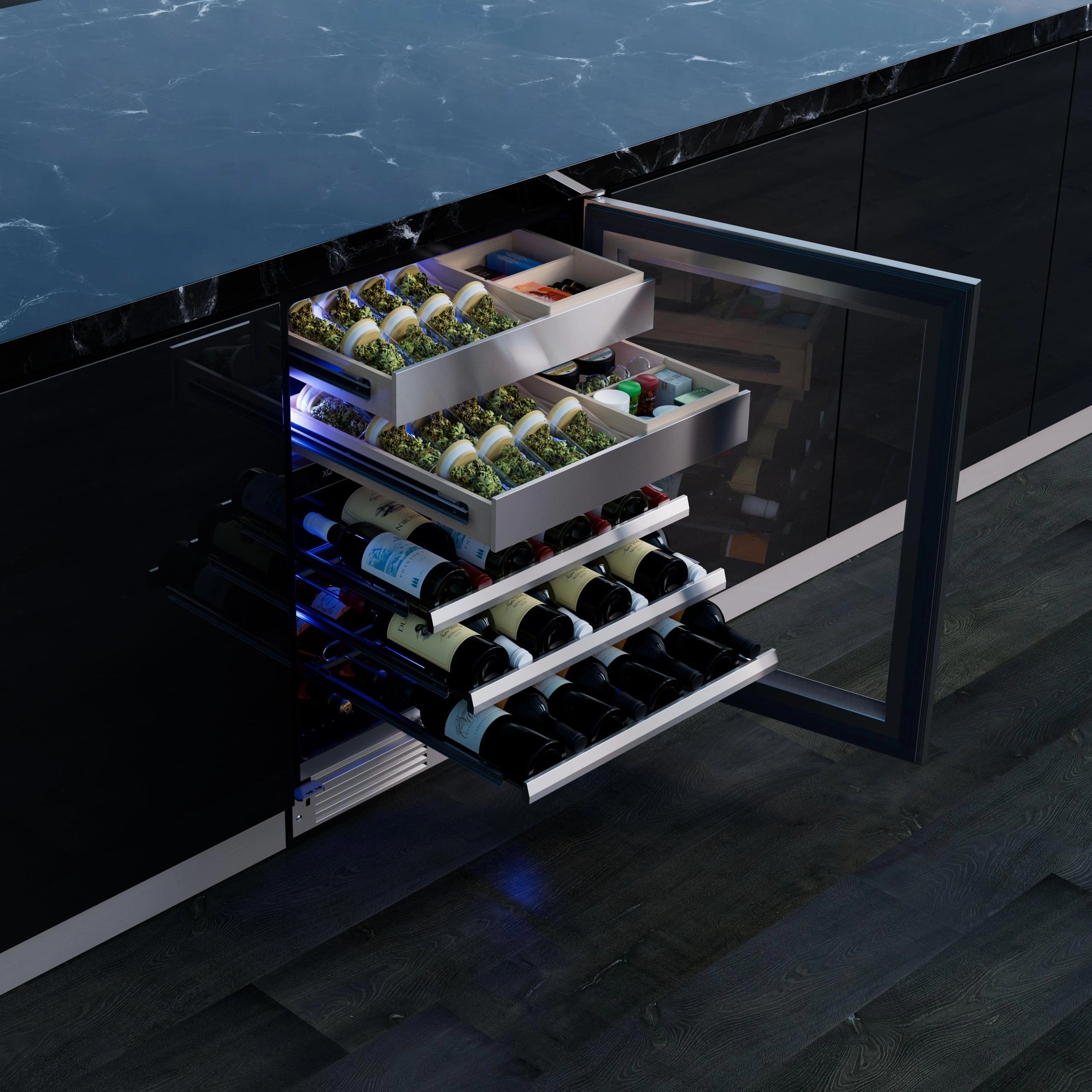 Xo Appliance XOU24WWGBL Wine And Weed 24" Black Glass Lh