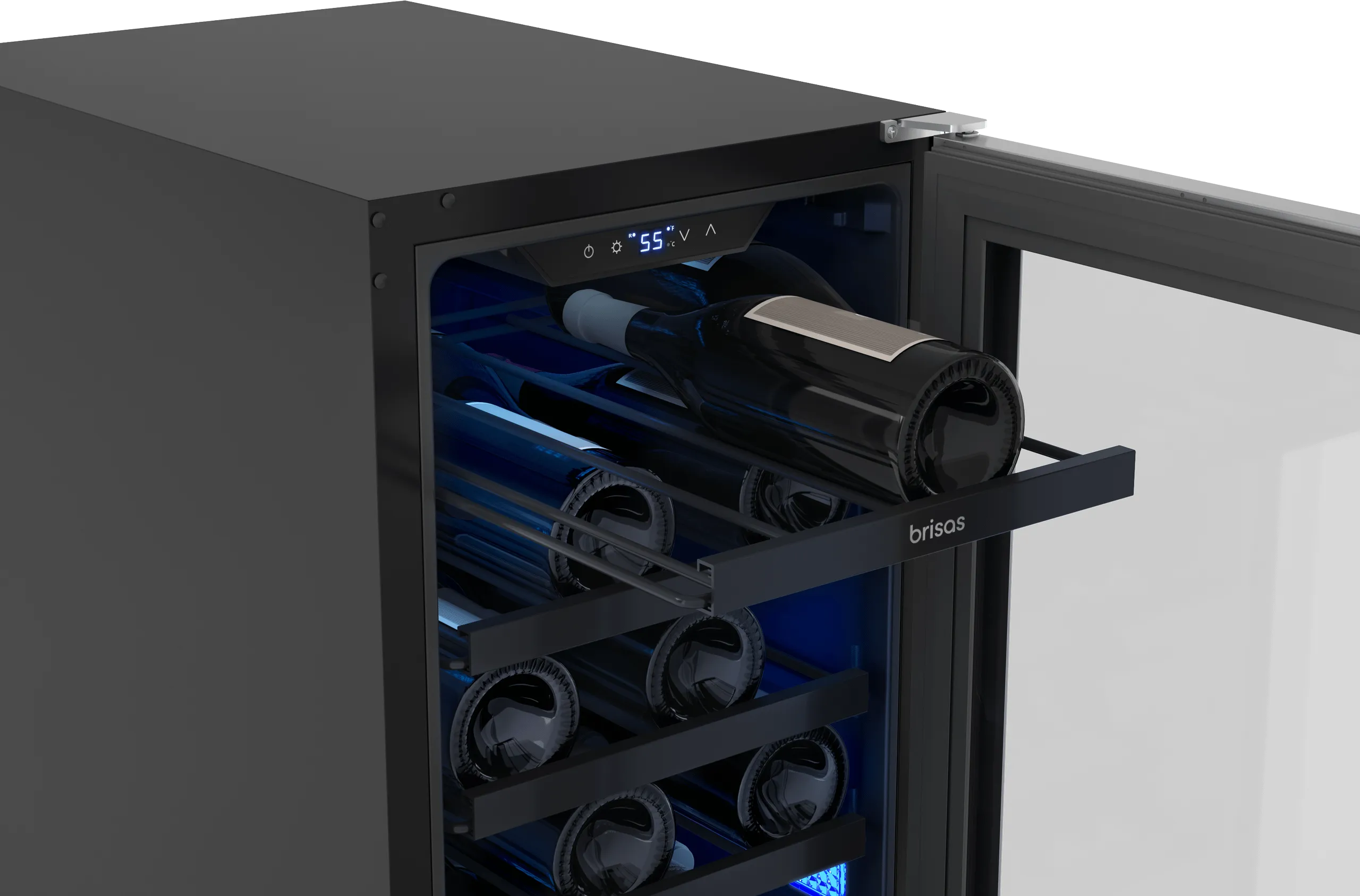 Zephyr BWN15C01AG Brisas Wine Cooler, 15In Uc, Ss Gls, Rvs Dr, 1Z