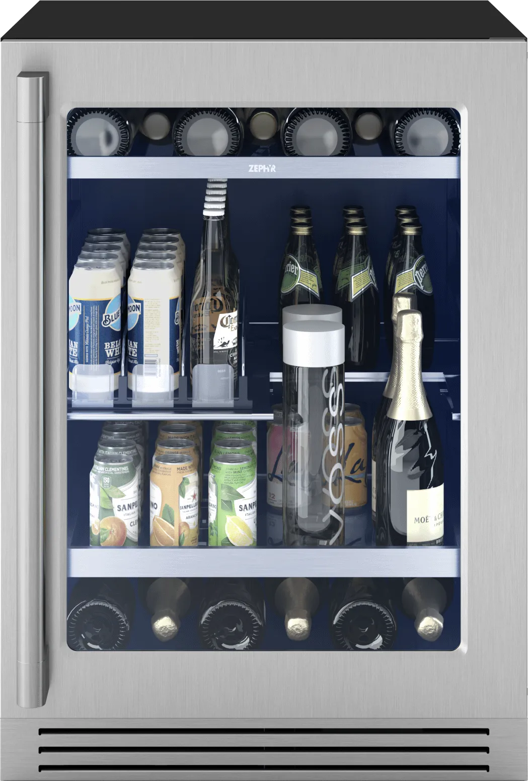 Zephyr PRPB24C01CG Presrv Pro Beverage Cooler, 24In Under Cabinet, Ss Glass, Reverse Door, 1 Zone