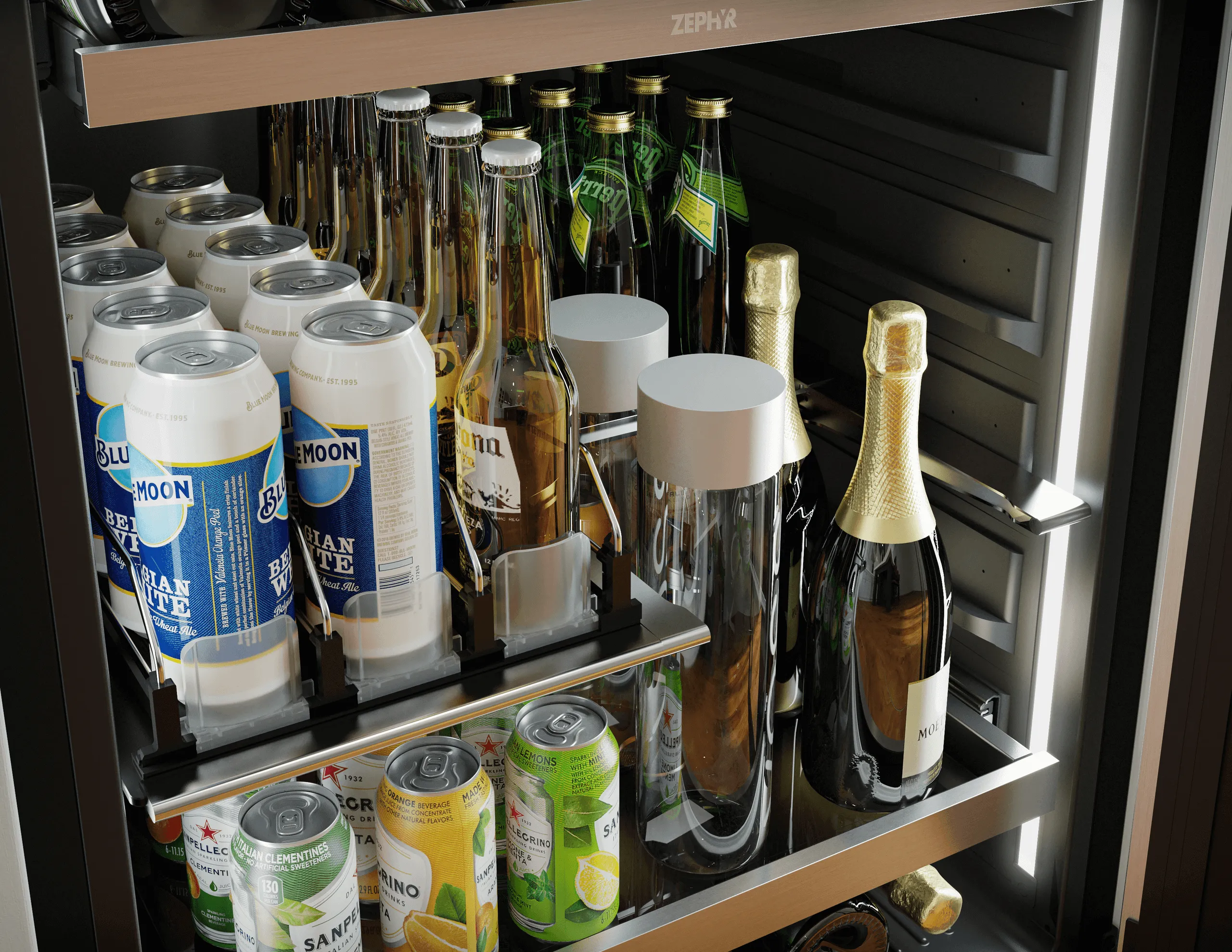Zephyr PRPB24C01CG Presrv Pro Beverage Cooler, 24In Under Cabinet, Ss Glass, Reverse Door, 1 Zone