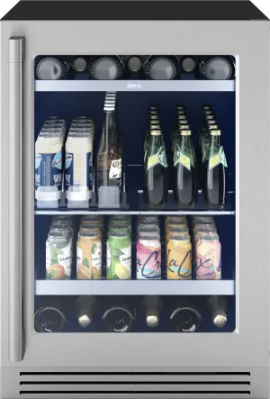 Zephyr PRPB24C01CG Presrv Pro Beverage Cooler, 24In Under Cabinet, Ss Glass, Reverse Door, 1 Zone