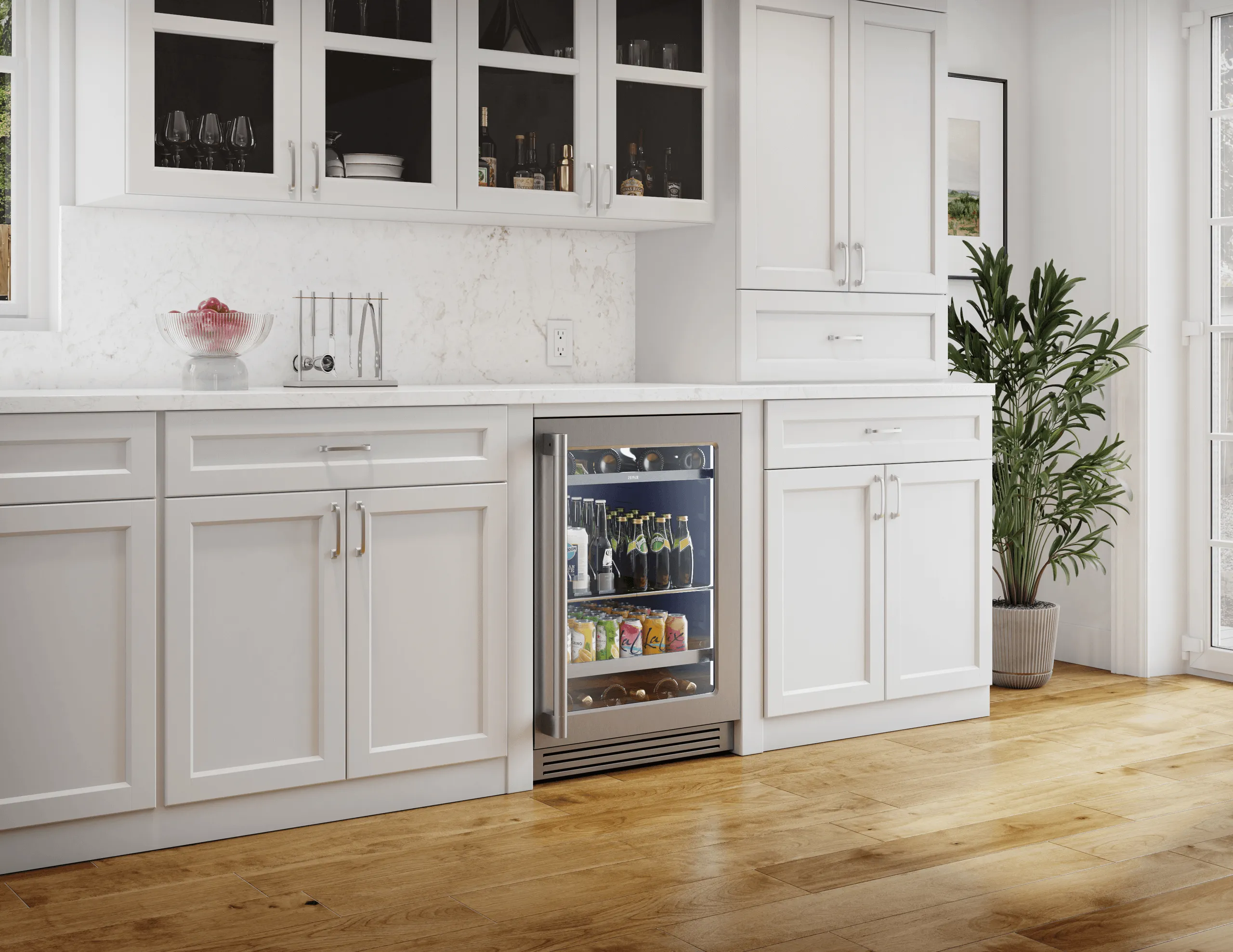 Zephyr PRPB24C01CG Presrv Pro Beverage Cooler, 24In Under Cabinet, Ss Glass, Reverse Door, 1 Zone
