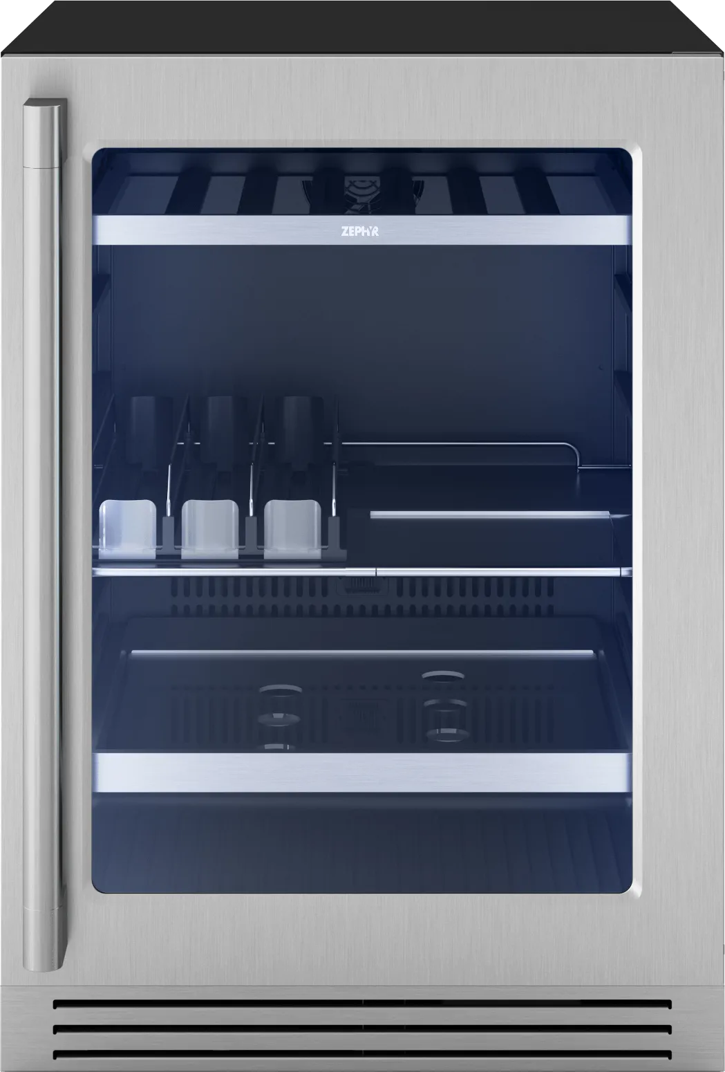 Zephyr PRPB24C01CG Presrv Pro Beverage Cooler, 24In Under Cabinet, Ss Glass, Reverse Door, 1 Zone