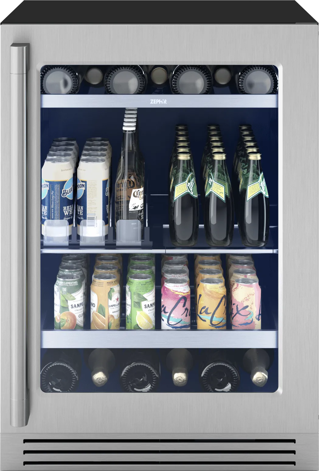 Zephyr PRPB24C01CG Presrv Pro Beverage Cooler, 24In Under Cabinet, Ss Glass, Reverse Door, 1 Zone