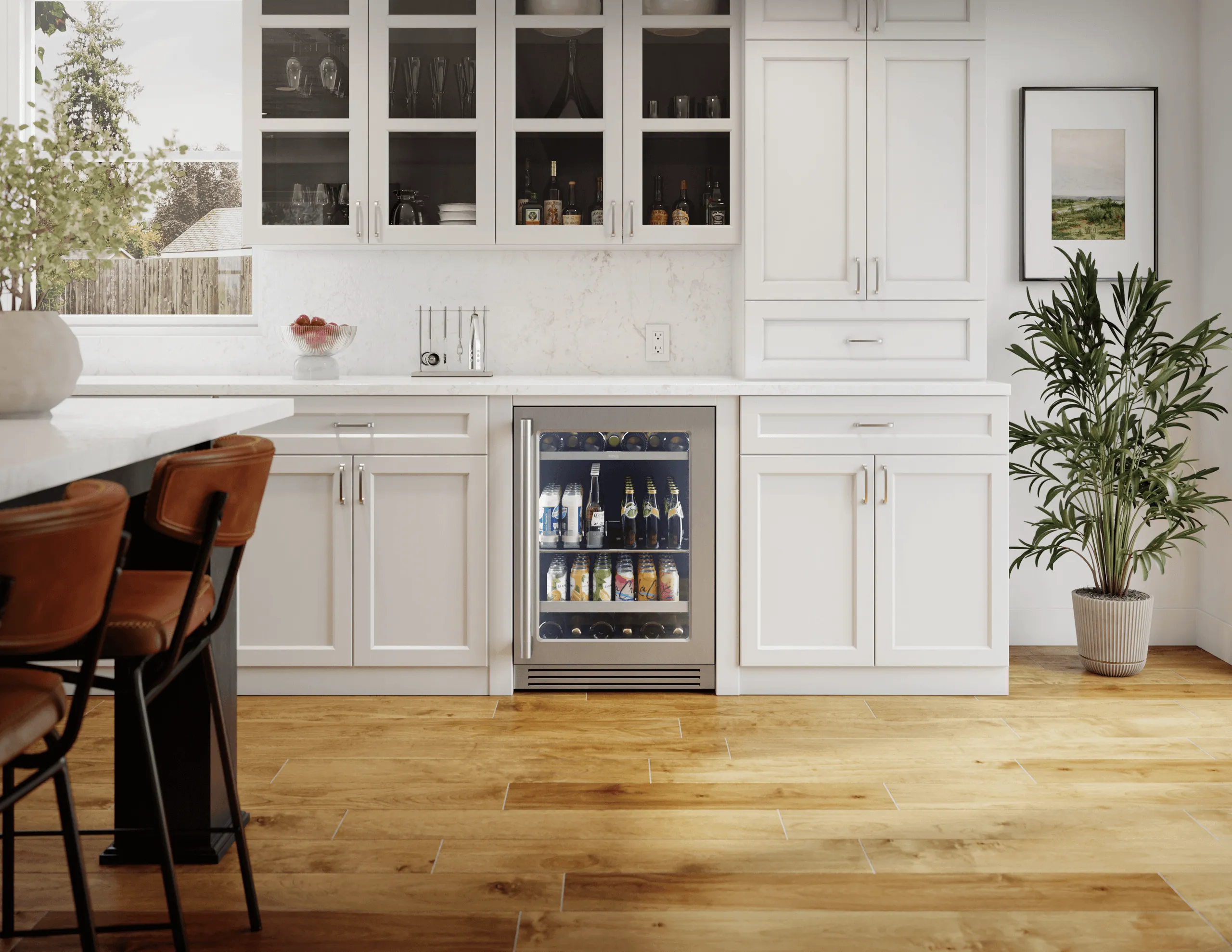 Zephyr PRPB24C01CG Presrv Pro Beverage Cooler, 24In Under Cabinet, Ss Glass, Reverse Door, 1 Zone