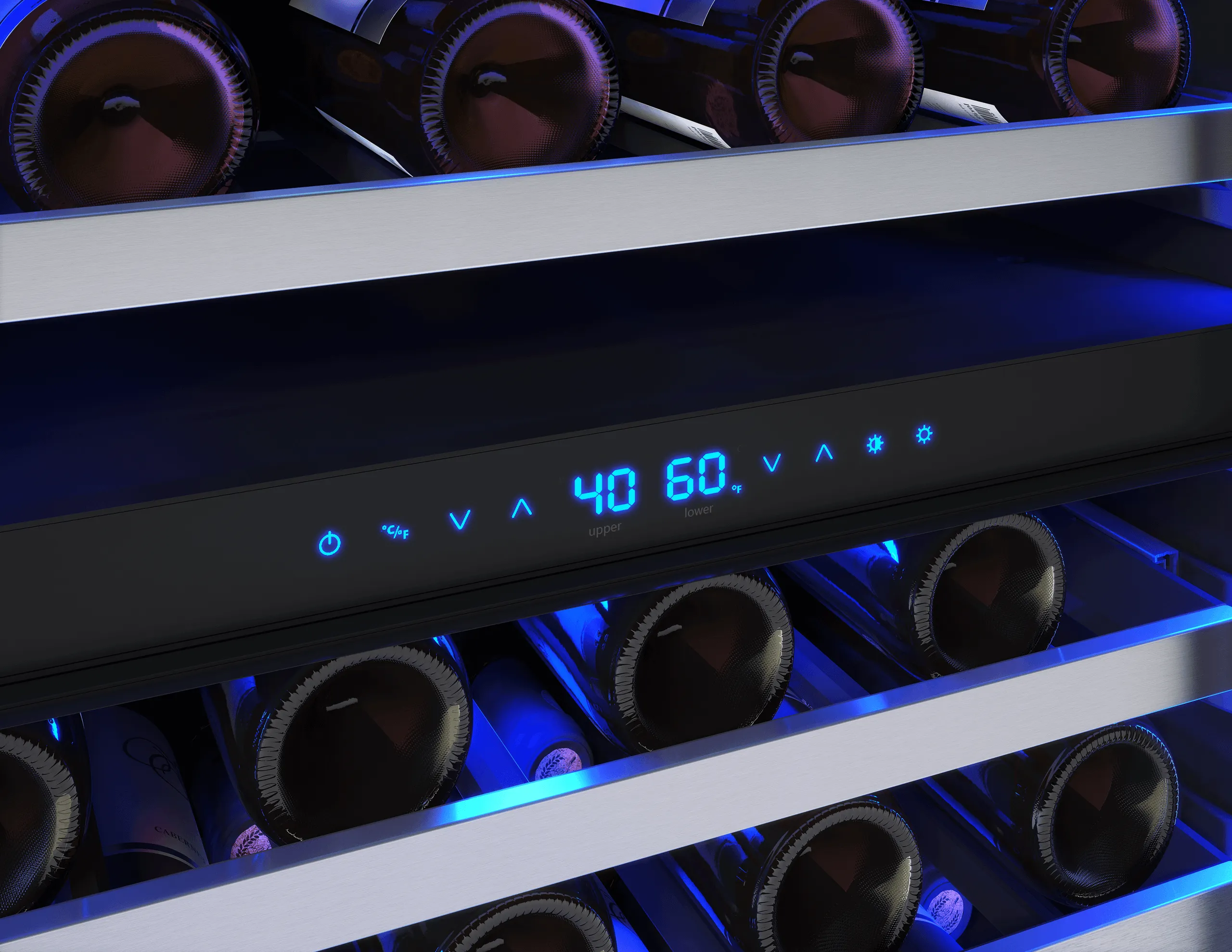 Zephyr PRPW24C02CG Presrv Pro Wine Cooler, 24In Under Cabinet, Ss Glass, Reverse Door, 2 Zone