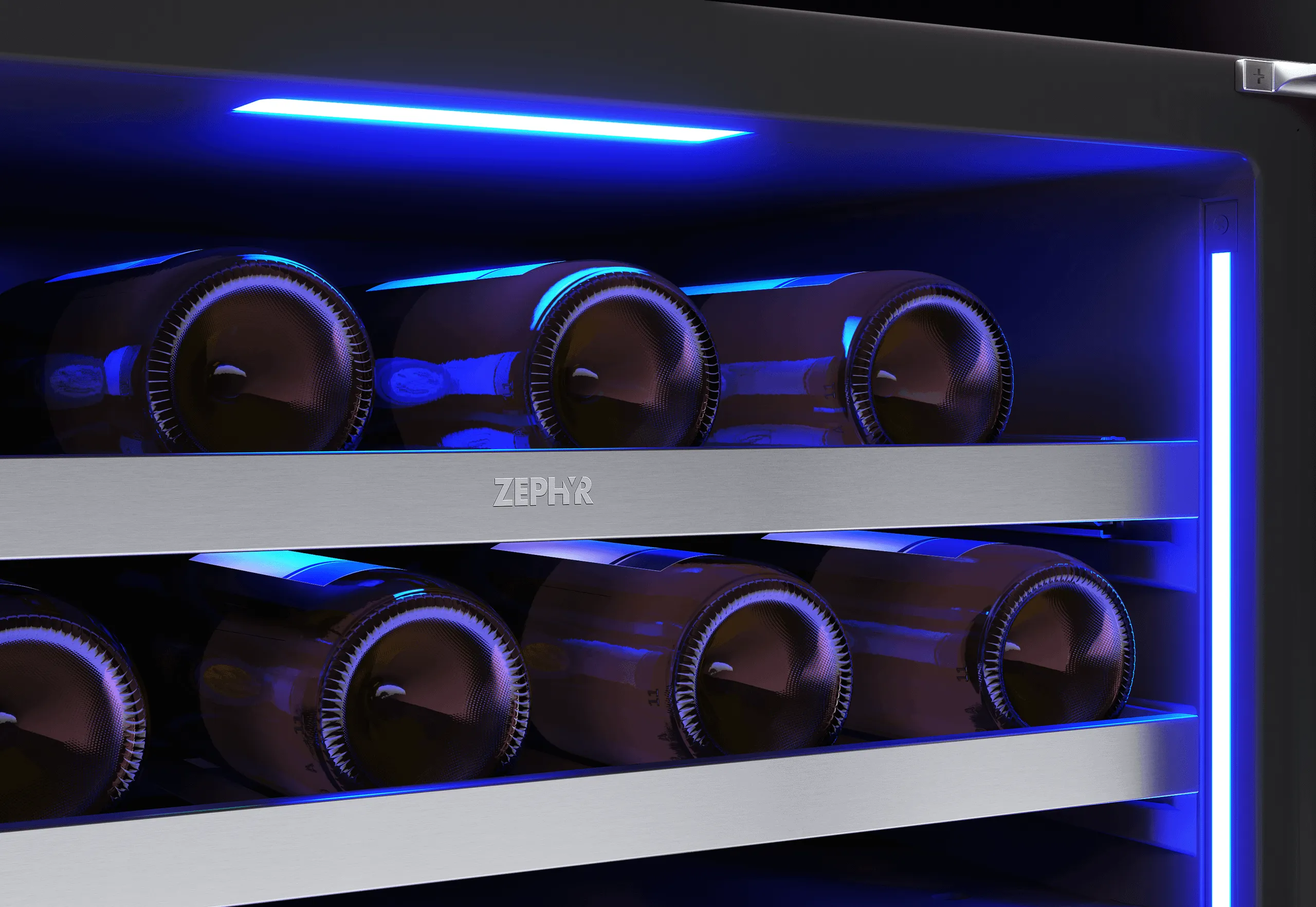 Zephyr PRPW24C02CG Presrv Pro Wine Cooler, 24In Under Cabinet, Ss Glass, Reverse Door, 2 Zone