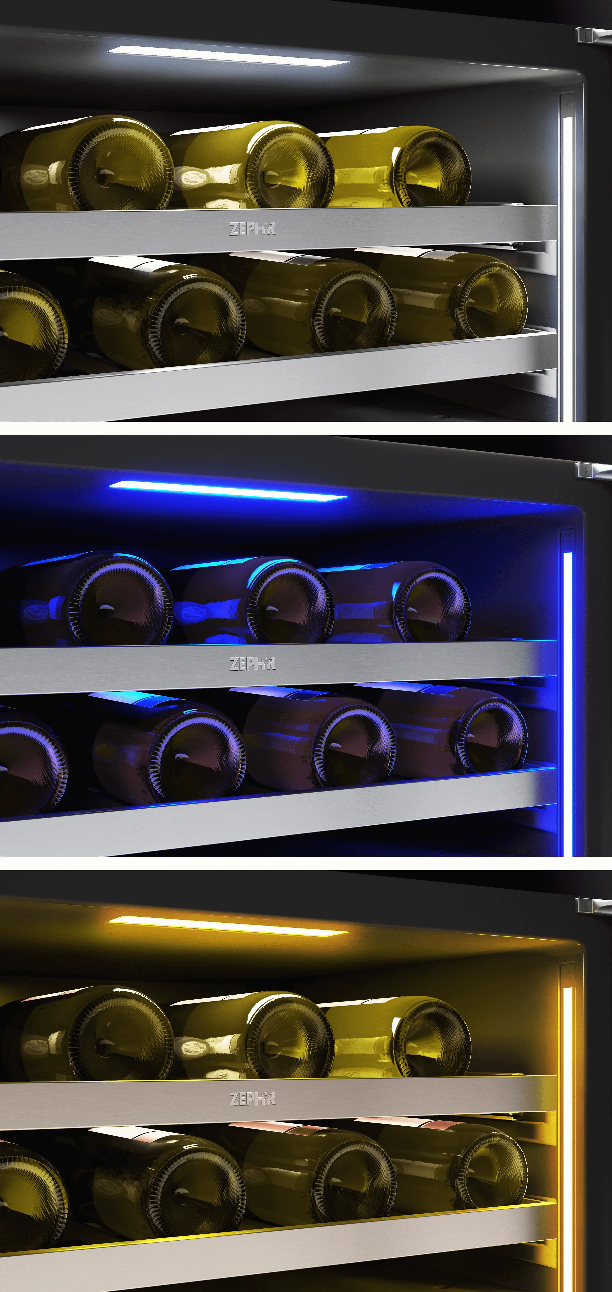Zephyr PRPW24C02CG Presrv Pro Wine Cooler, 24In Under Cabinet, Ss Glass, Reverse Door, 2 Zone