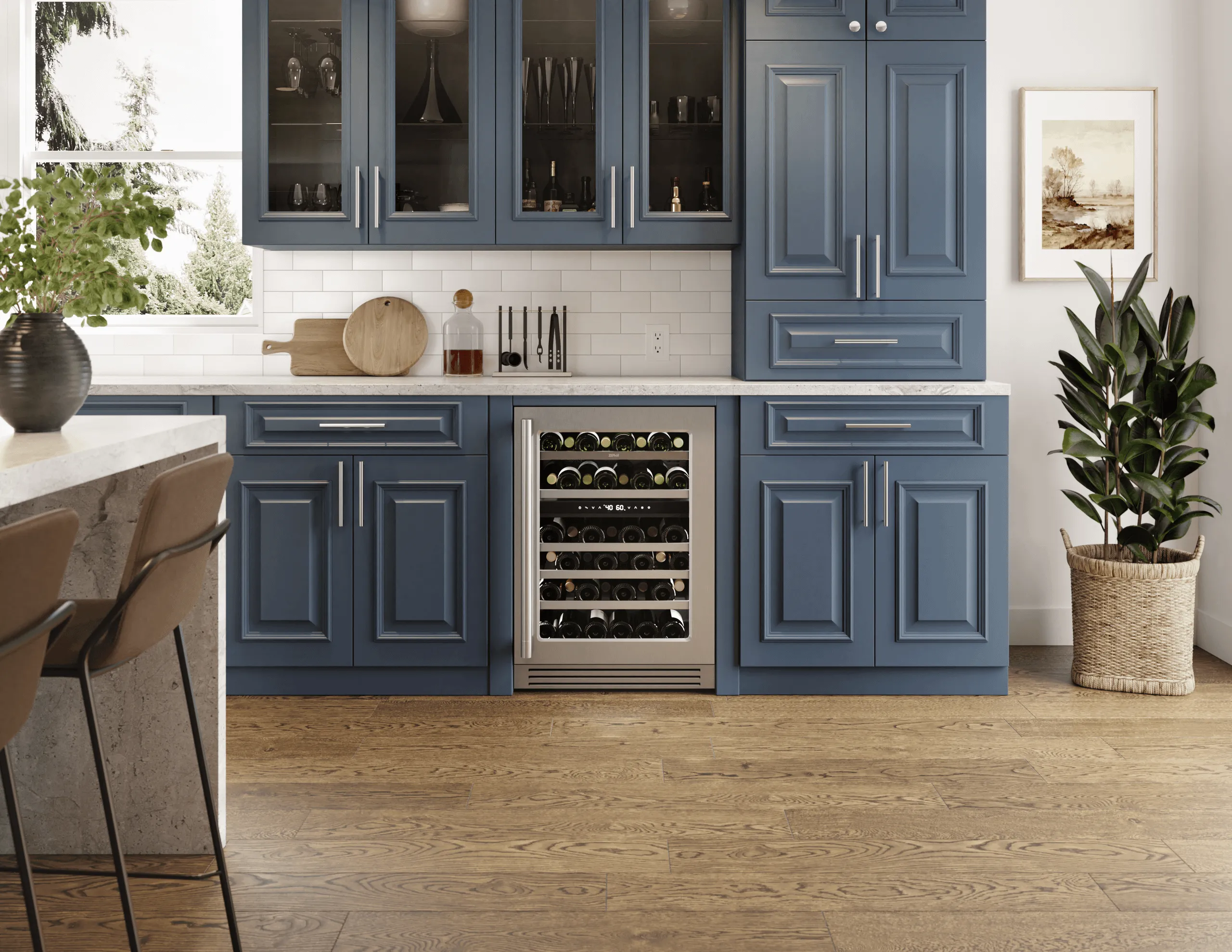 Zephyr PRPW24C02CG Presrv Pro Wine Cooler, 24In Under Cabinet, Ss Glass, Reverse Door, 2 Zone