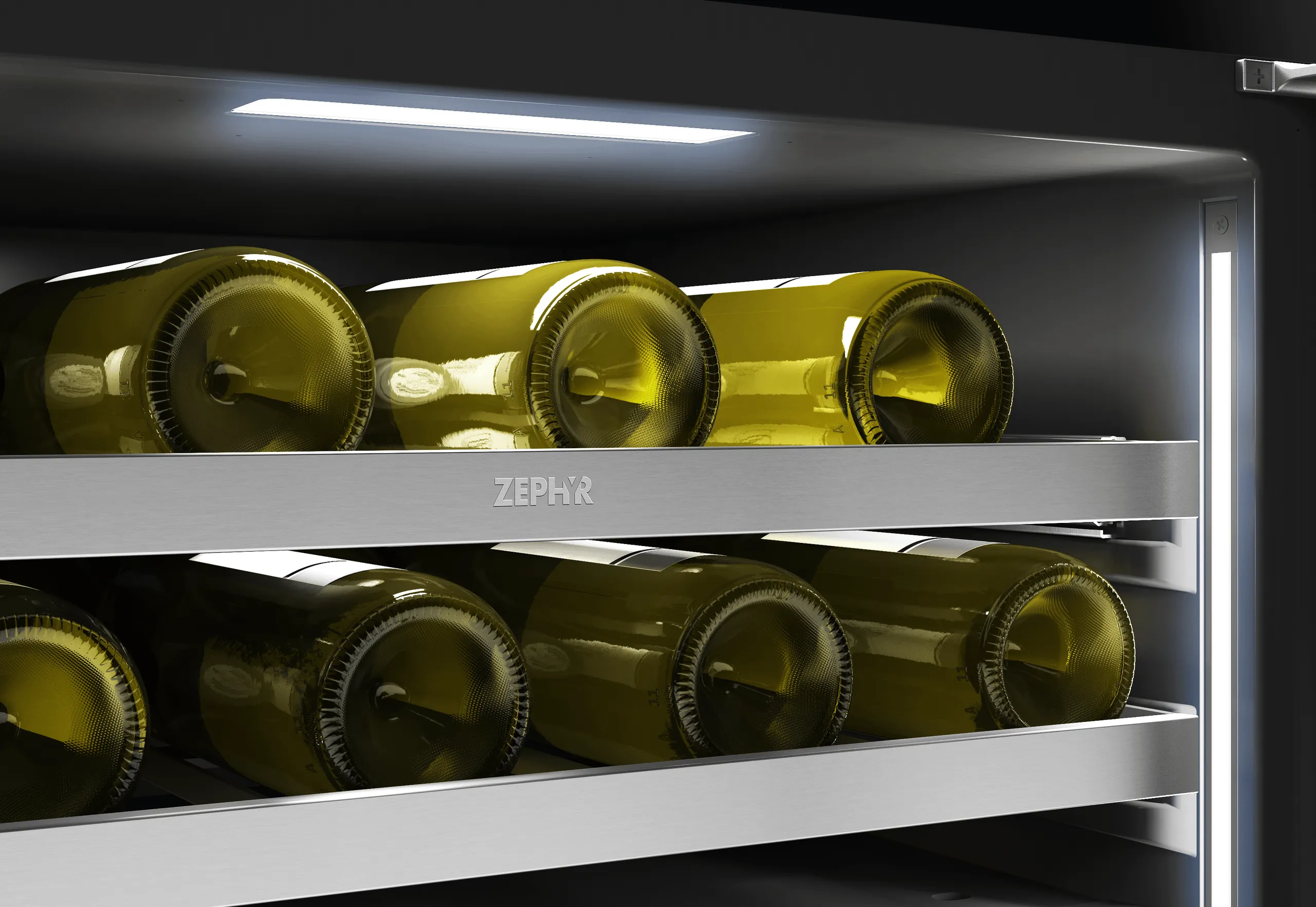 Zephyr PRPW24C02CG Presrv Pro Wine Cooler, 24In Under Cabinet, Ss Glass, Reverse Door, 2 Zone