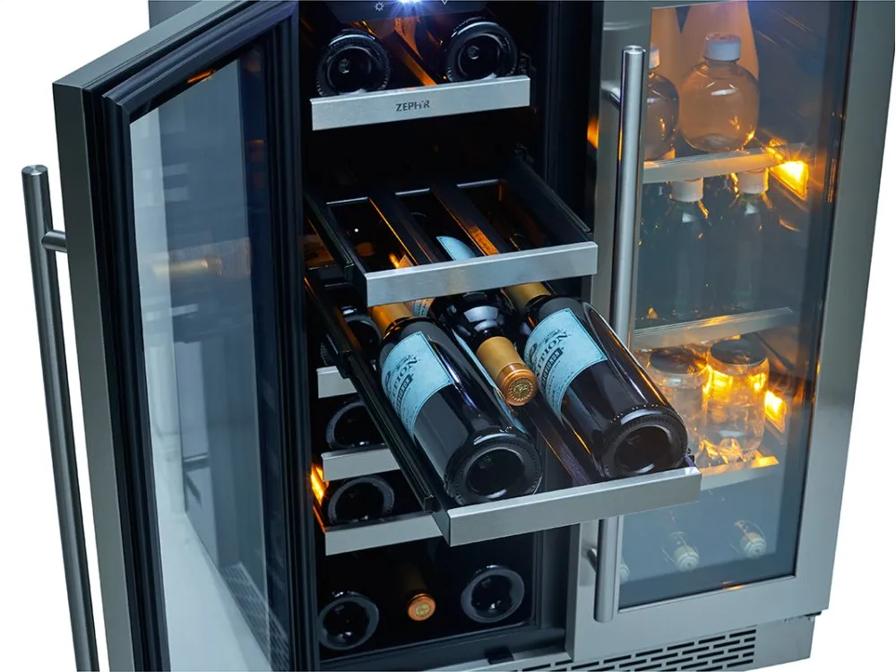 Zephyr PRWB24C32AG 24" Dual Zone French Door Wine & Beverage Cooler